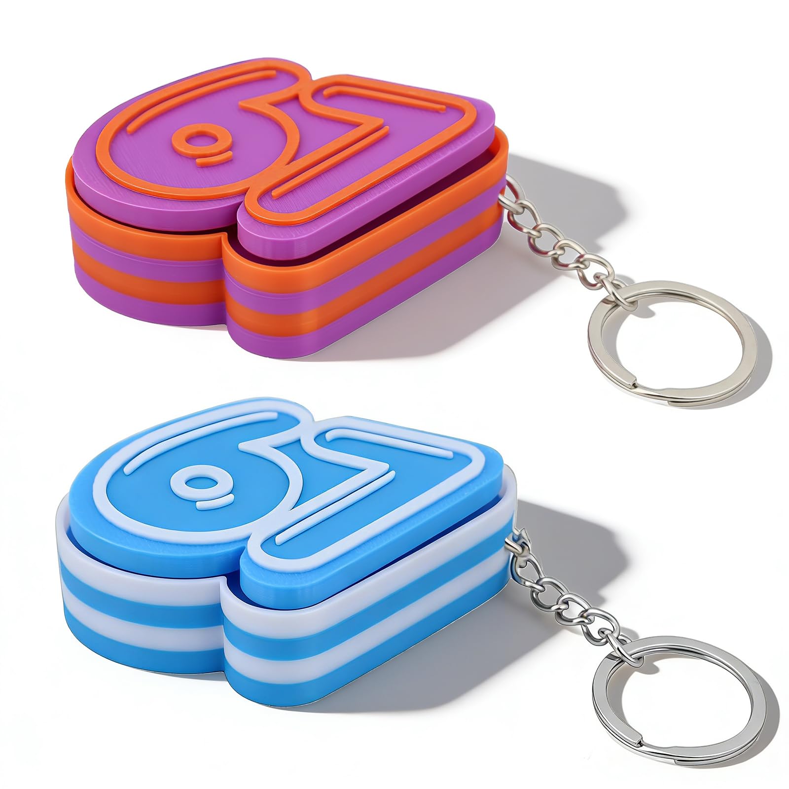 Photo 1 of 2PCS - Fidget Keychain, 67 Keychain, 67 Toy, 3D Printed Sensory Clicker Keychain Fidget Clicker Toys for Adults, Boost Focus & Calm Anxiety at Work, Travel – Ideal Stress-Relief Gift