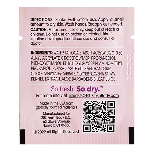 Miniatura 2 de Fresh BREASTS On-The-Go Loción desodorante antirozaduras en polvo, sin perfume, tamaño de viaje de 0.07 onzas (paquete de 15) crema antirozaduras