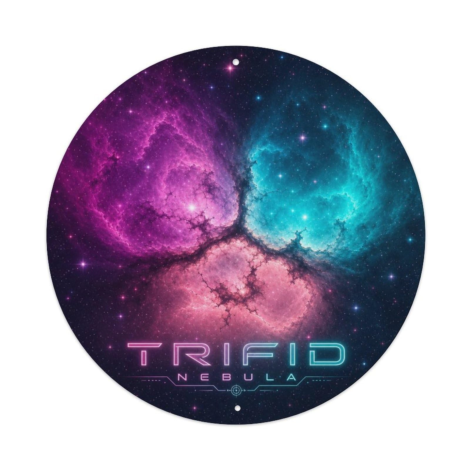 Cosmic Galaxy Trifid Nebula Celestial Astral Night Sky Metal Tin Sign Plaque Wall Decor for Cafe, Man Cave, Club Bar, Office, Home Garden Round Metal Poster 8x8Inch