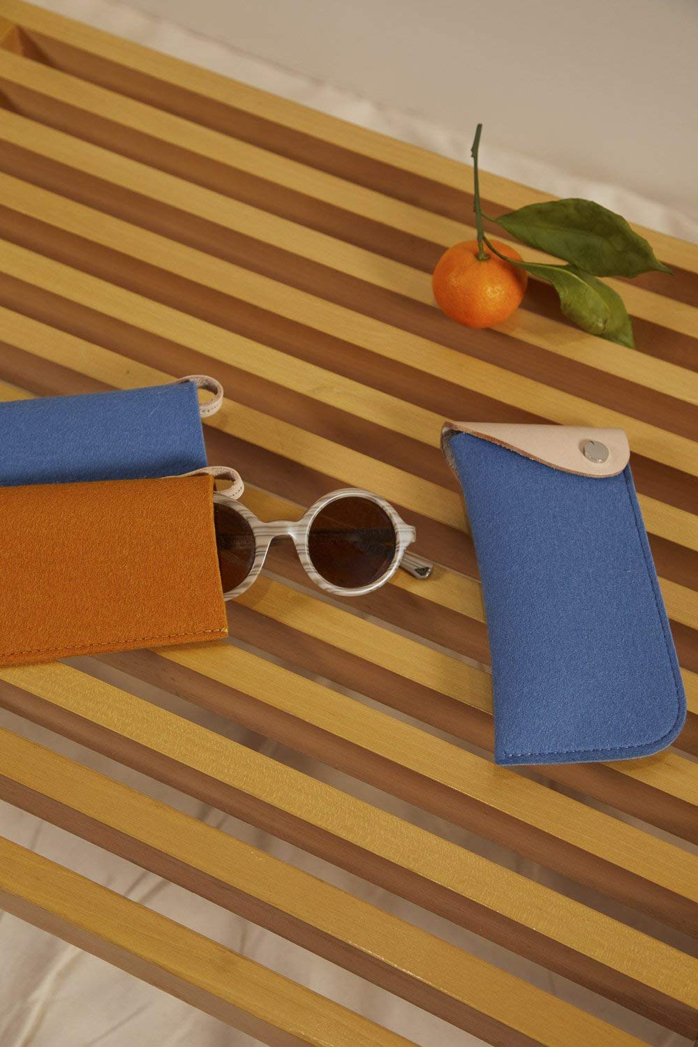 Graf Lantz Funda para gafas, 100% lana merina y piel, material protector, sin arañazos, Granite, talla única