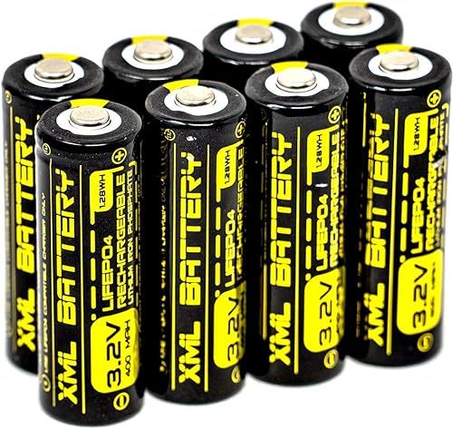XML Batería 45 AA 14430 3.2v 400mAh LiFePO4 Batería recargable de litio reemplazo para luces solares al aire libre IFR 14430P (paquete de 8)