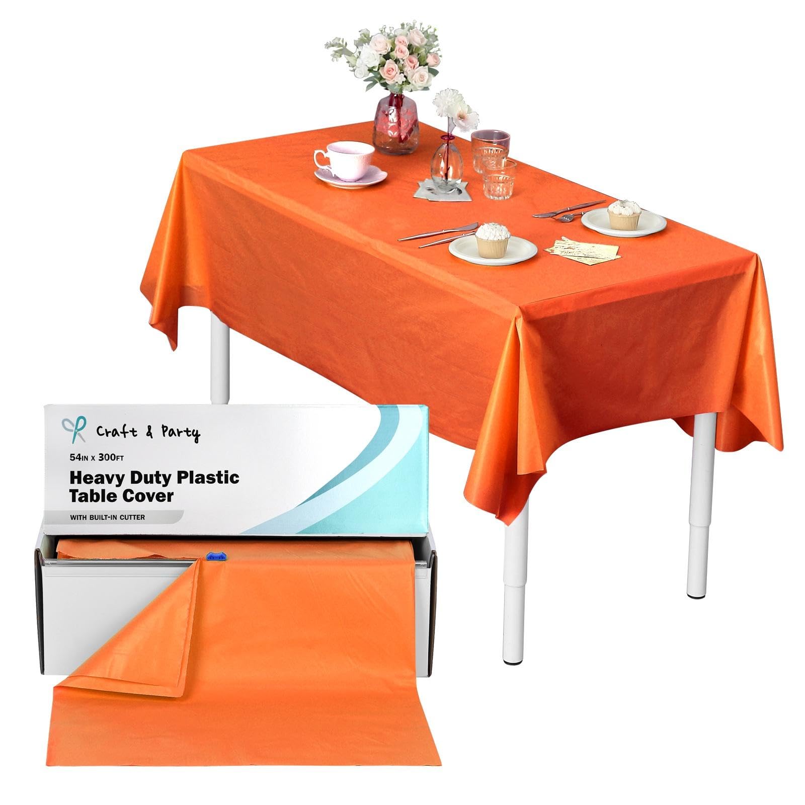 Rouleau de nappe en plastique orange 137x91m pour buffet et banquet