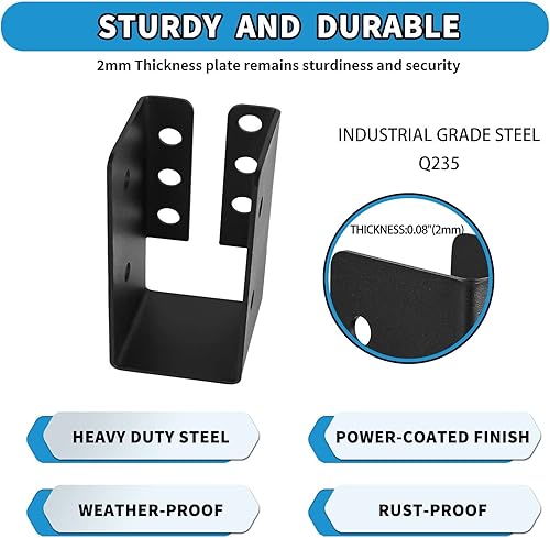 Miniatura 10 de Concealed Joist Hanger 16 PCS,2"x4" Outdoor Concealed-Flange Light Joist Bracket,Q235B Steel Powder-Coated Joist Hanger Fit for Beam,Swing,