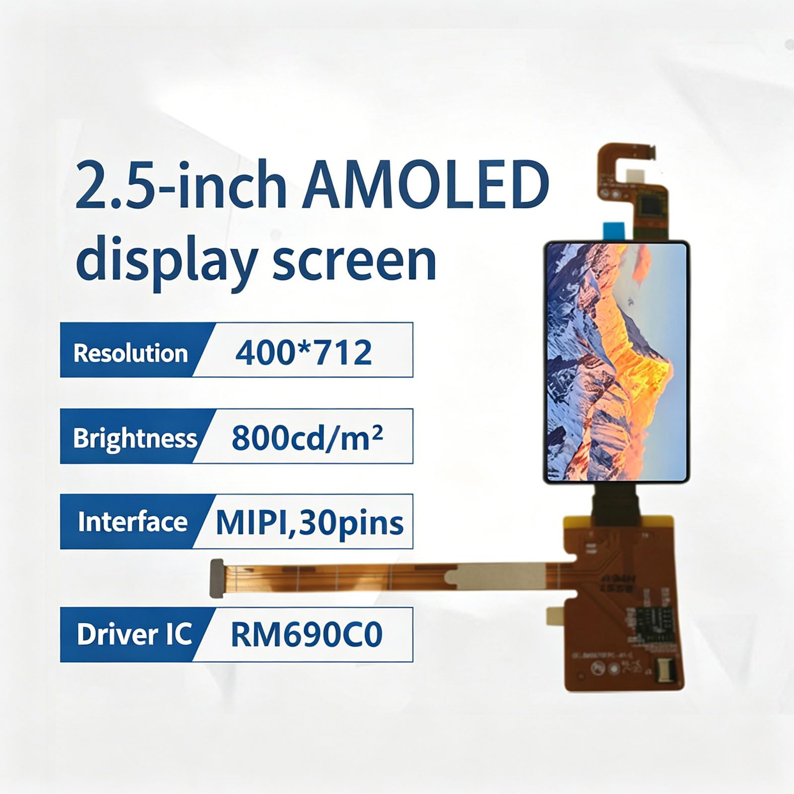 Panel de Pantalla AMOLED de 2, 5 Pulgadas 400X712 DCI Color para Equipos médicos y industriales Pantalla de conexión MIPIs DSIs