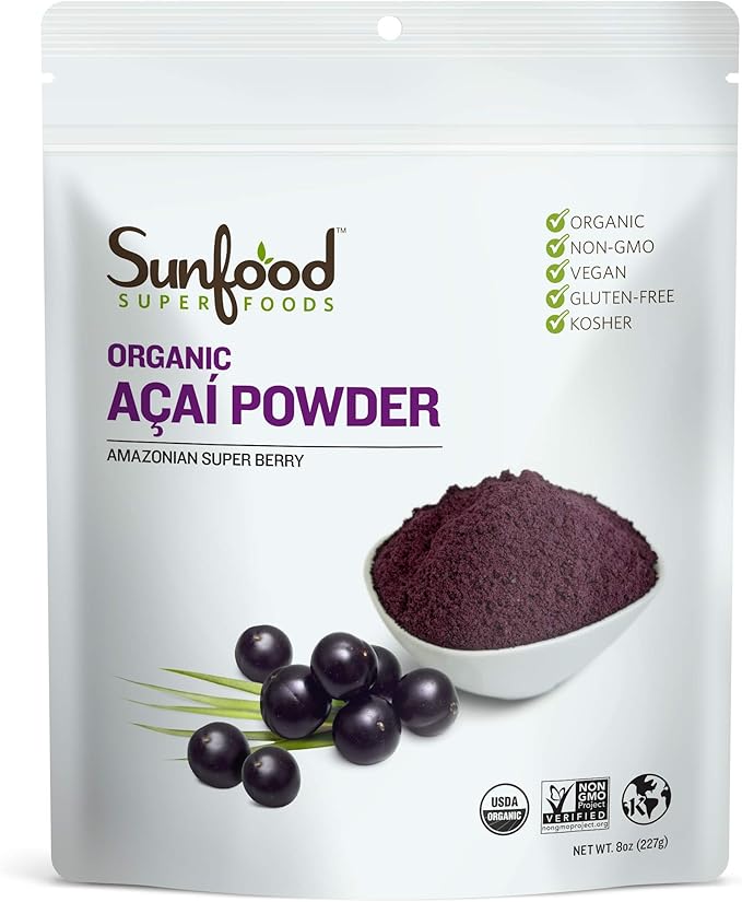 Sunfood Acai Powder Organic & Unsweetened 100 Raw