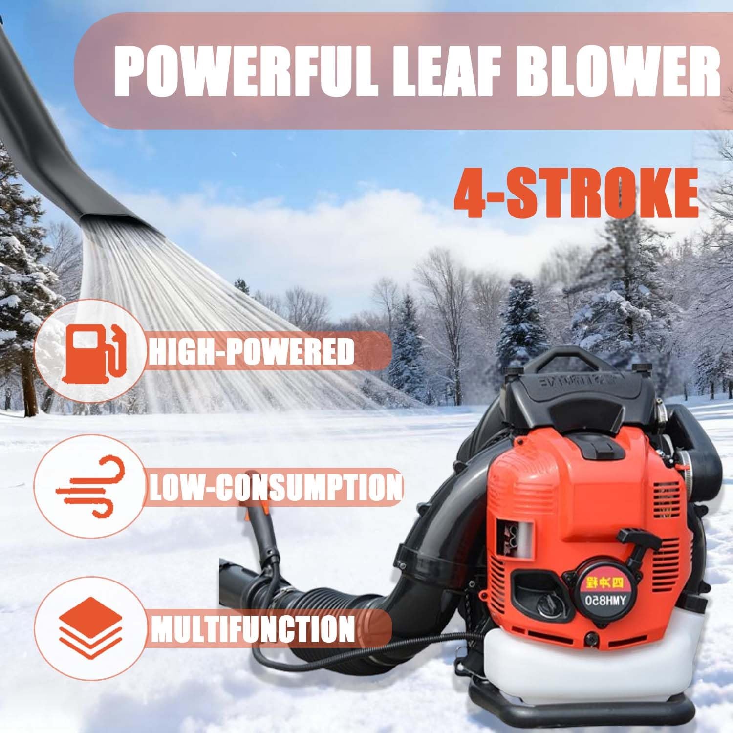 Soffiatore A Benzina 4 Tempi 1000cc A Zaino, Serbatoio Grande 2.0L, Silenzioso E Potente Soffiatore Foglie E Neve, Per Giardino, Viale, Pulizia Professionale Multi-Superficie(Blue)