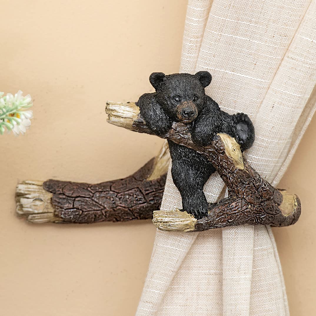 Amazon.co.jp: 黒い森の装飾 - クマの枝のカーテンタイバック - 2個
