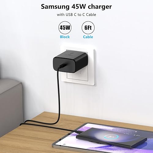 Miniatura 2 de ULIJZSRI Carga rápida USB C de 45 W compatible con Samsung Galaxy S25, S25 Ultra, S24, S23, S22, A54, Z FoldFlip 6,5,4, Galaxy Tab S10, S9, S8,