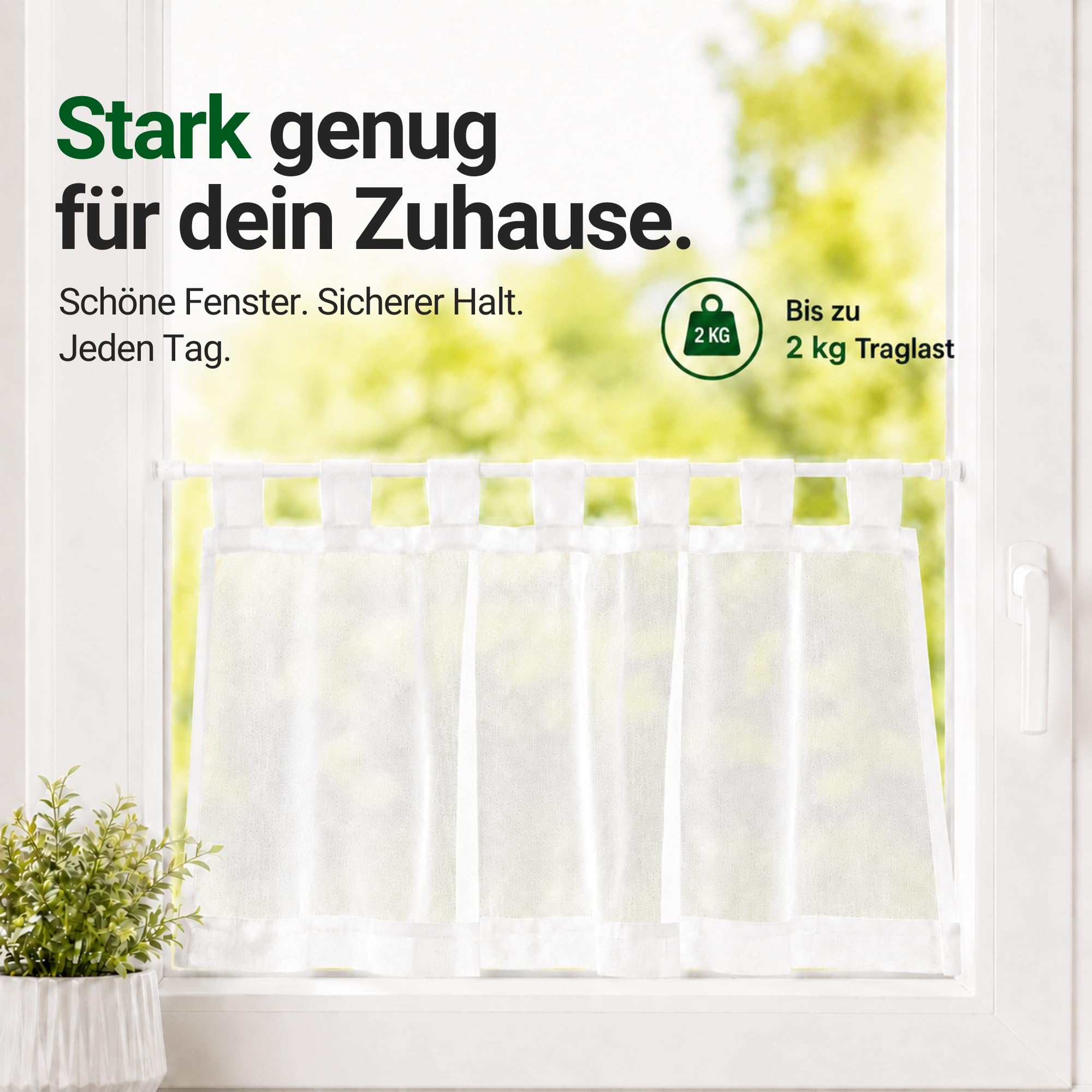 Klemmstange ohne Bohren 2er-Pack stufenlos ausziehbar 100–140cm Weiß Ø14mm | Gardinenstange zum Klemmen, kein Kleben, Gummipuffer, für Scheiben- & Bistrogardinen, perfekt für Mietwohnungen & Küche