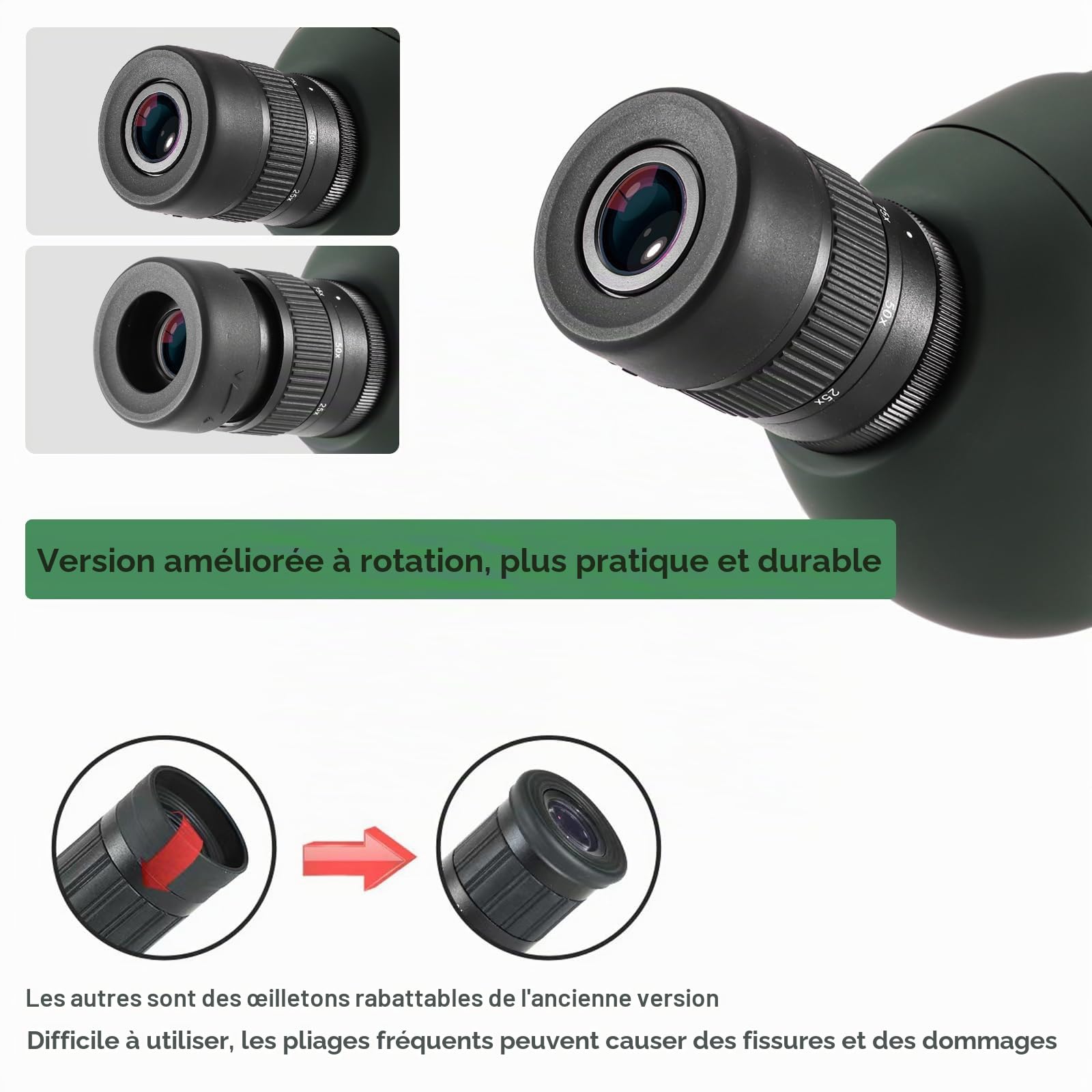 Longue Vues avec Trepied Adaptateur Smartphone,25-75x70mm étanche HD IP67 étanche, Bak4 Objectif FMC Monoculaire pour Tir à la Cible Tir à l'arc Observation des Oiseaux Lune
