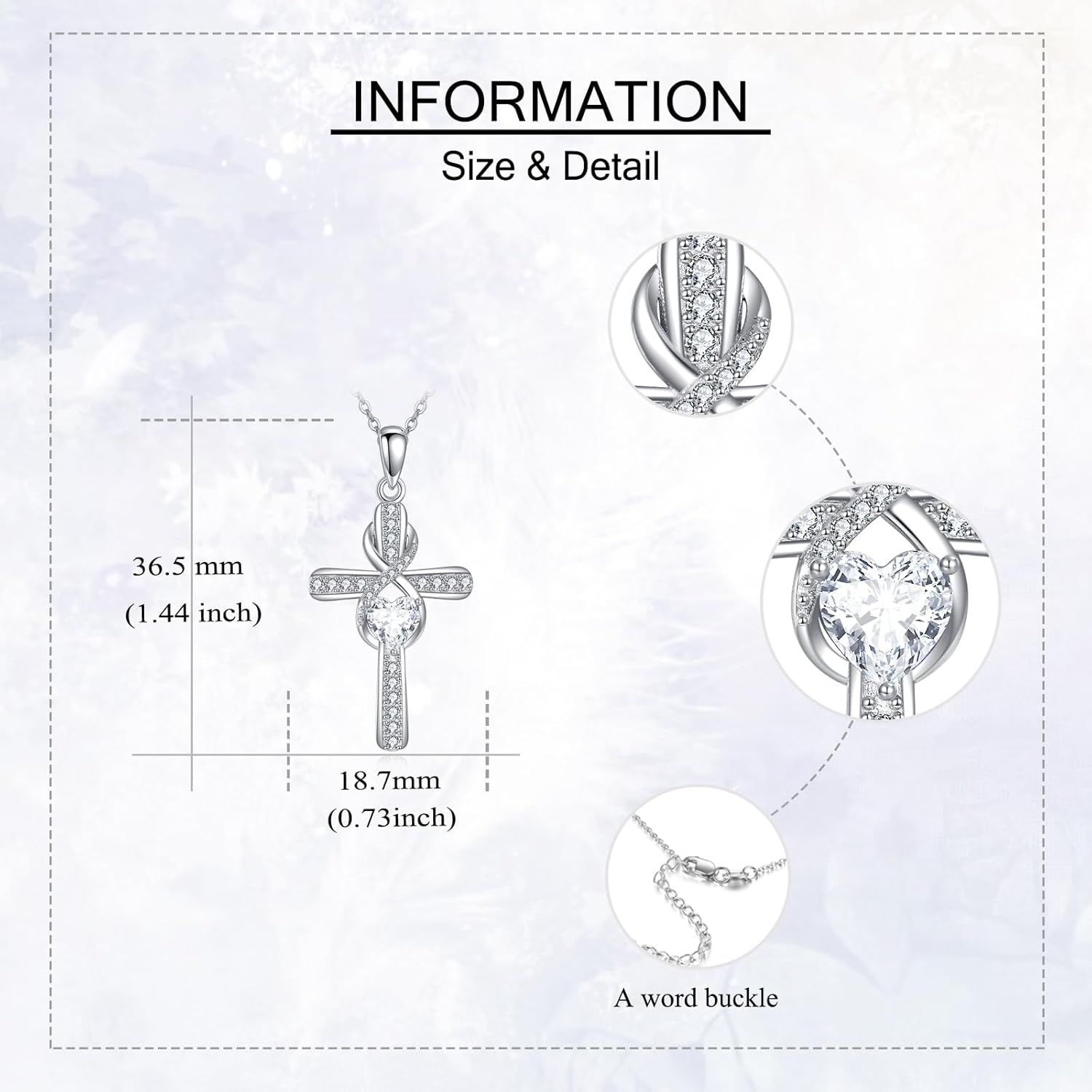 Cross Necklace 925 Sterling Silver Birthstone Infinity Cross Necklace Cross Jewelry Gifts for Women Wife Lover - Image 3