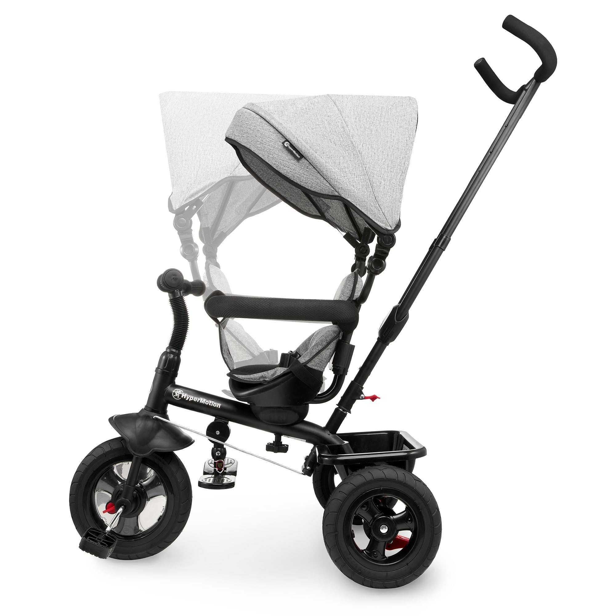 HyperMotion Triciclo Infantil con Manillar para Padres - Bici Bebé 1 Año Evolutiva hasta 20kg - Modelo Similar Kinderkraft con Barra de Empuje - Saltador Bebe Gris