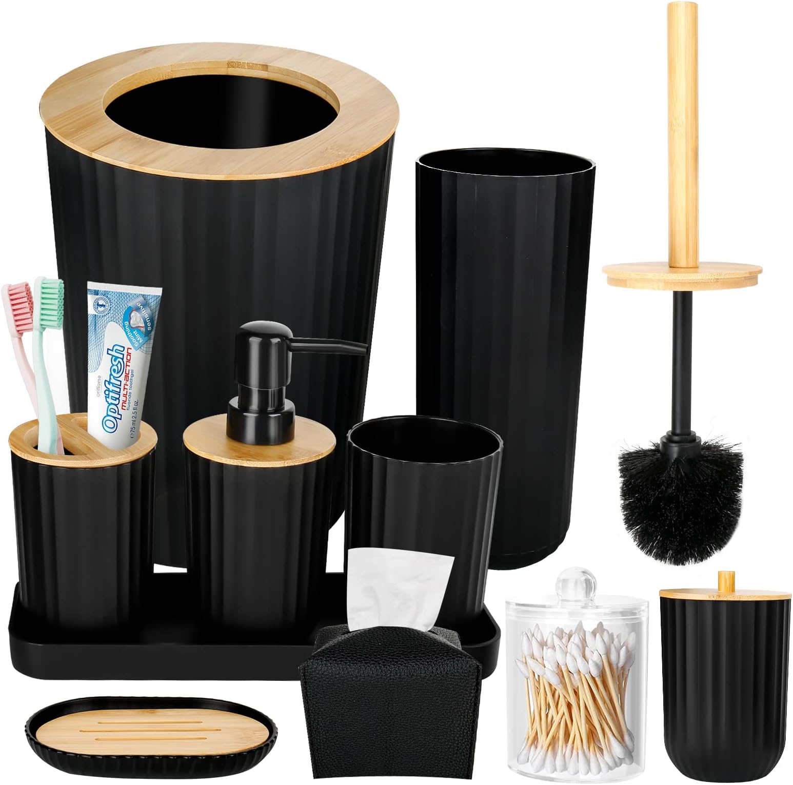 Amazon.com: 10Pcs Black Bathroom Accessories Set, Boho Matte Black ...