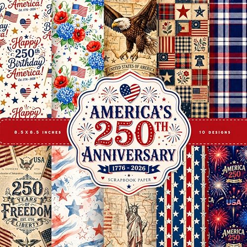 USA 250th Anniversary Scrapbook Paper: America's Birthday Backgrounds, Red White