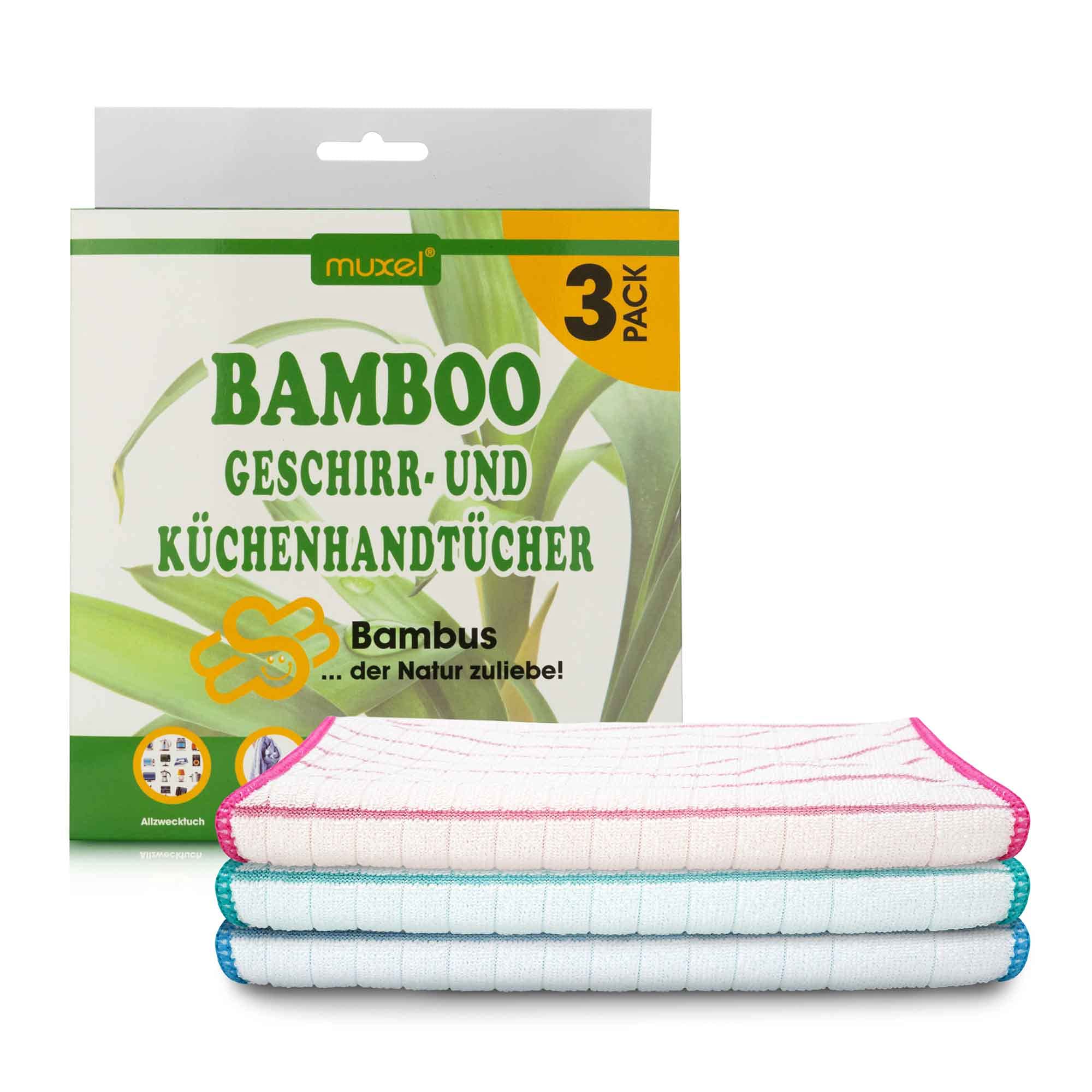 Muxel Bambus Tücher - Extra saugfähige Allzwecktücher - Weiche Putztaschentücher zur Reinigung, Trockenheit und Polierun