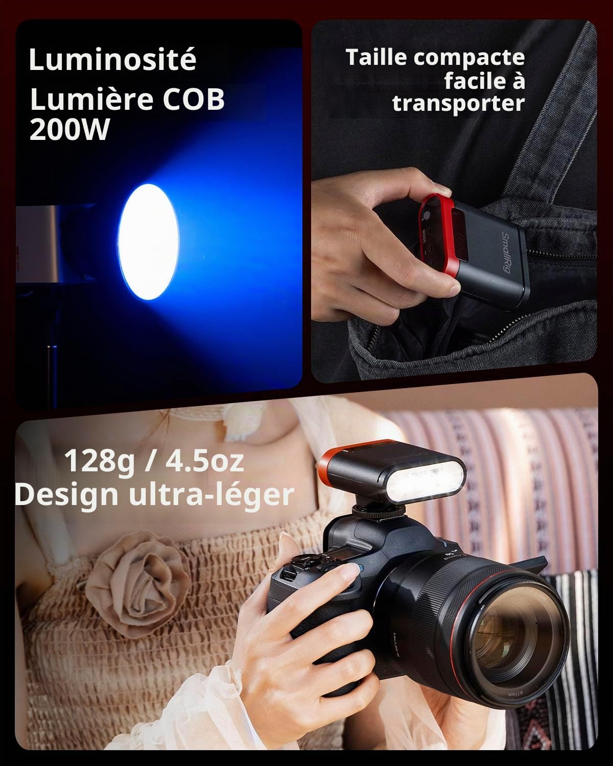 SMALLRIG RS20 Mini Flash pour Canon pour Sony, Flash Speedlite GN12 pour Caméra avec Batterie 2000 mAh, 8 Niveaux, 500 Flashs à Pleine Puissance, 1,8s de Recyclage, 6500K, Mode A/M 1/1-1/128-5374