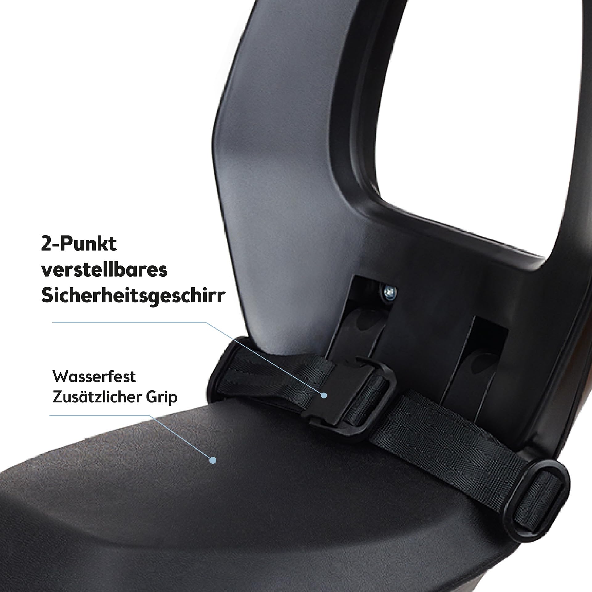 BOBIKE 8011900001 - Fahrradkindersitz Hinten MIK-HD für Gepäckträger One Junior, Für Kinder ab 6 Jahren bis 27 kg, Ergonomisch, Sicher, Faltbar, Schwarz