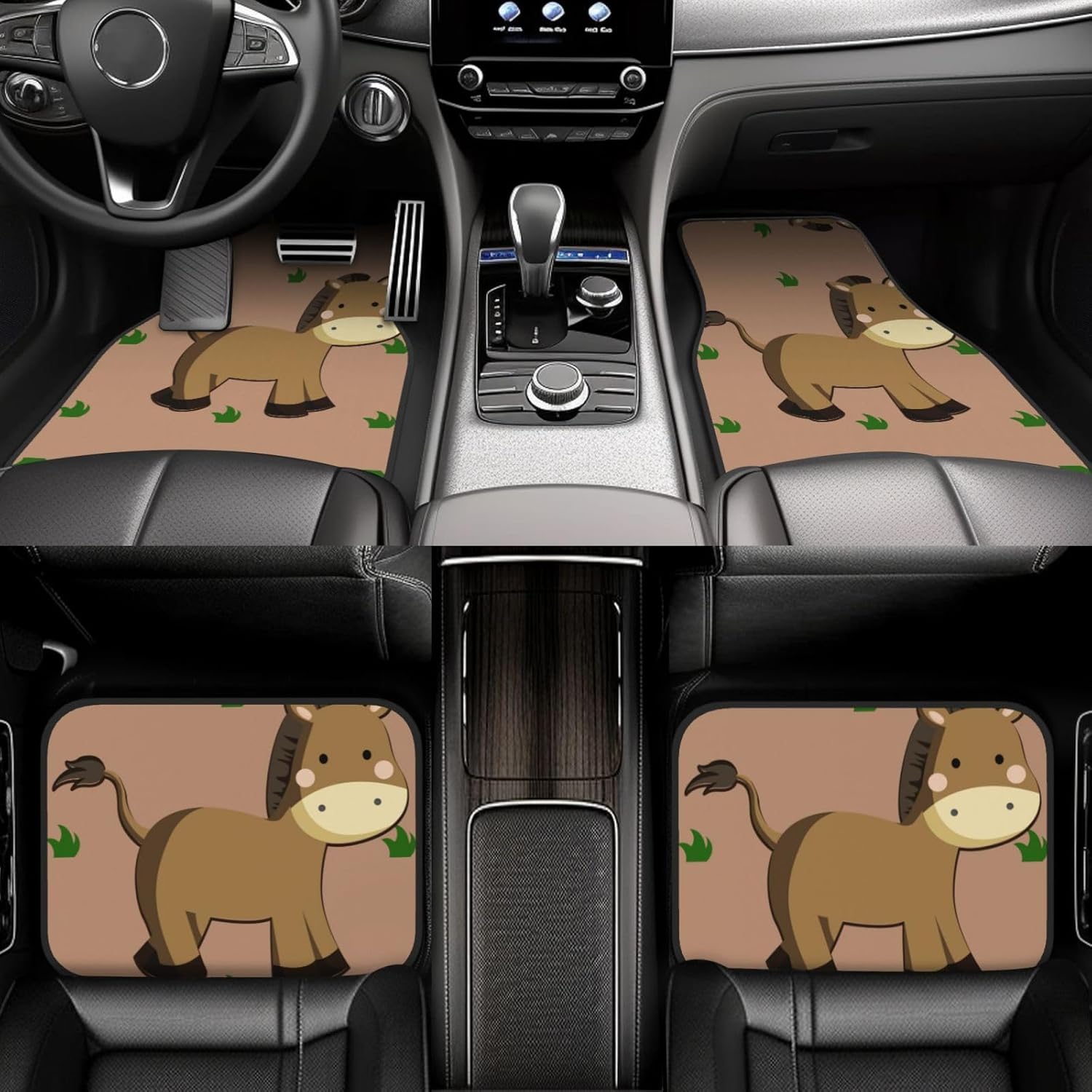 cartoon donkey Patterned car mats 4-piece set | For cars/SUVs/trucks | Firm fit without displacement