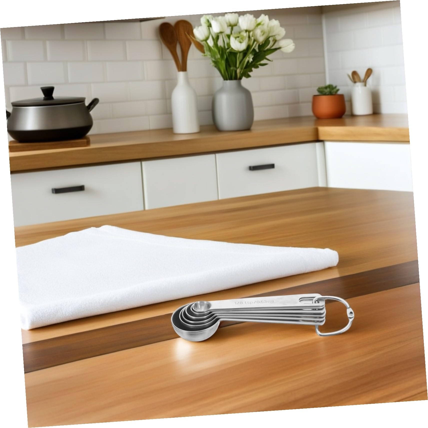 2 Sätze Edelstahl Messbecher und Messlöffel Set Robust Langlebig für Präzises Messen von Trockenen und Flüssigen Zutaten Komfortable Griffe Vielseitig für Backen Kochen