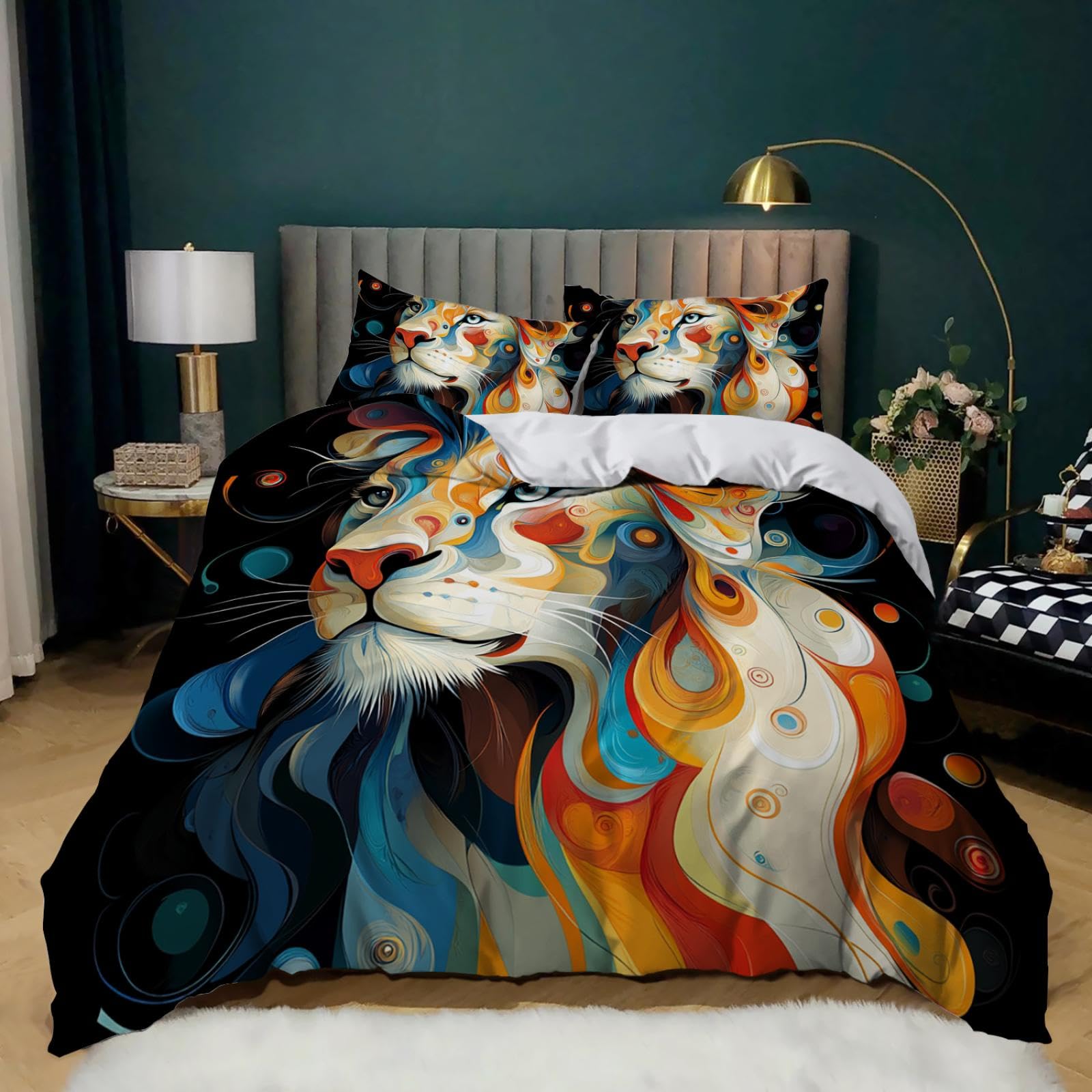 Housse de couette lion 100x135 cm pour réveiller une chambre d'enfant triste par la couleur