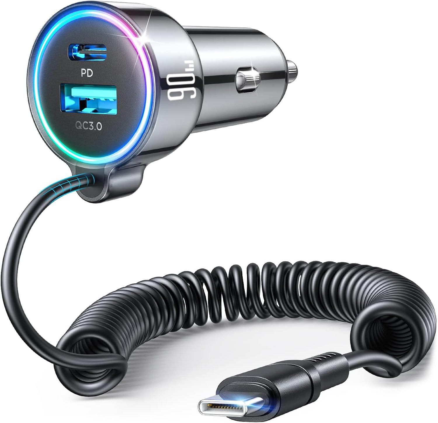 Cargador Rapido Carro USB C 90W Con Cable 5 Pies Pa To Tus Aparatos 2