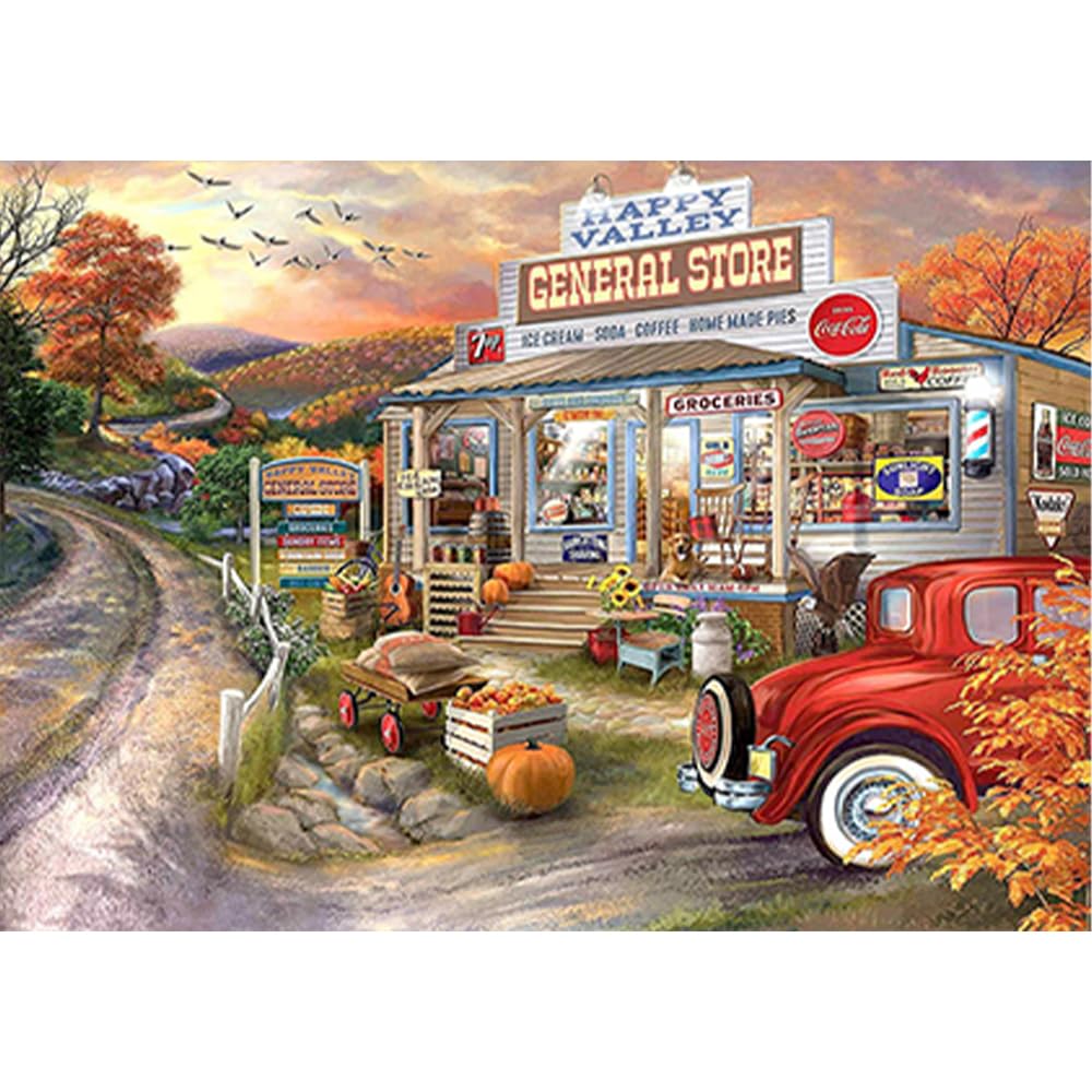 Dcidbei D Cidbei 50 X 40 Cm Iy Iamon Painting Rural Convenience Store Iamon Painting Autumn Landscape Embroidery Cross Stitch Iamon Adults Rhinestone Square Living Room Bedroom Ecor Wall Entrance