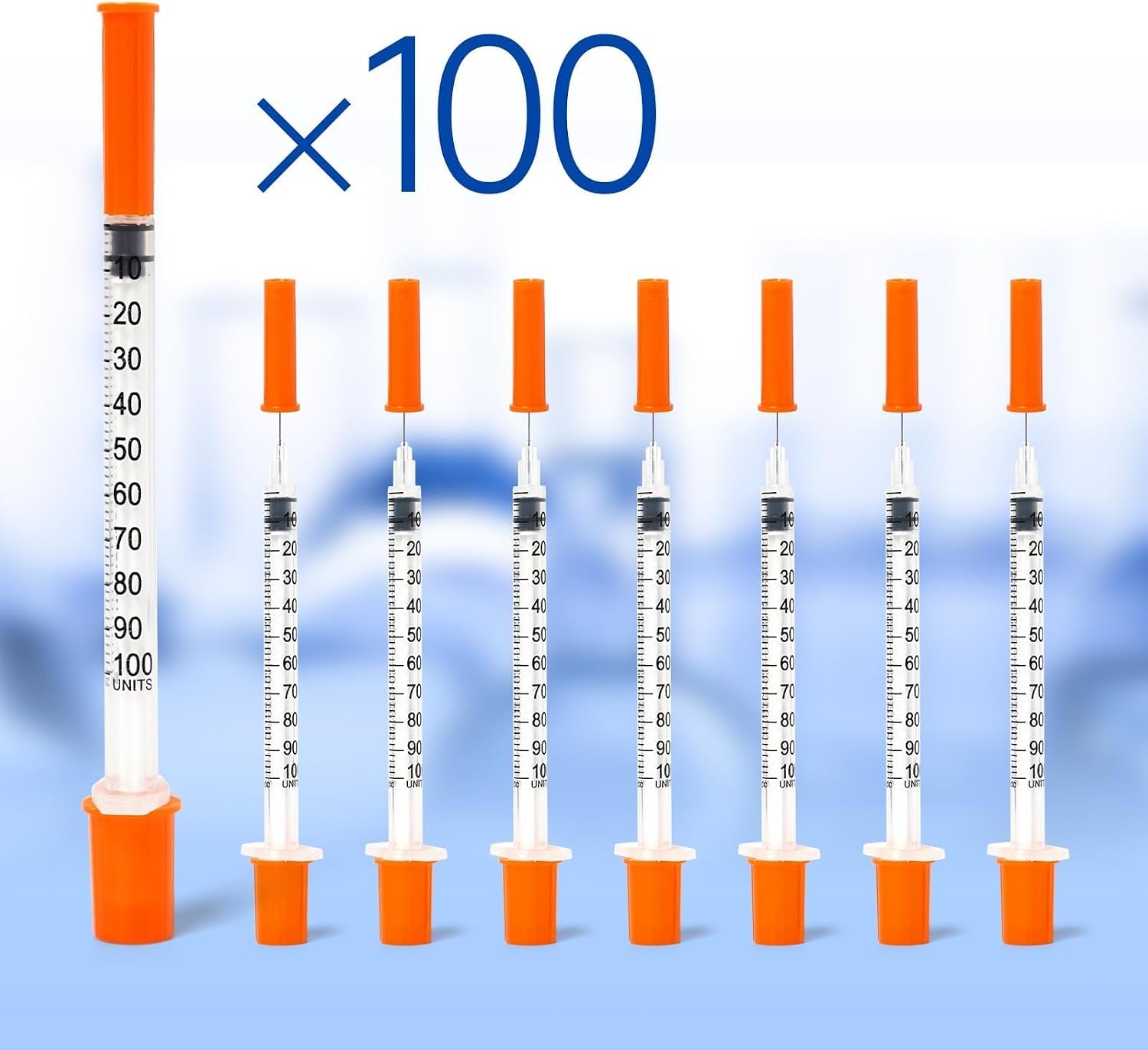 100 Pack of Disposable Needle Syringes, 1ml Individually Packaged Laboratory Supplies(30G 5/16 in(0.8mm))