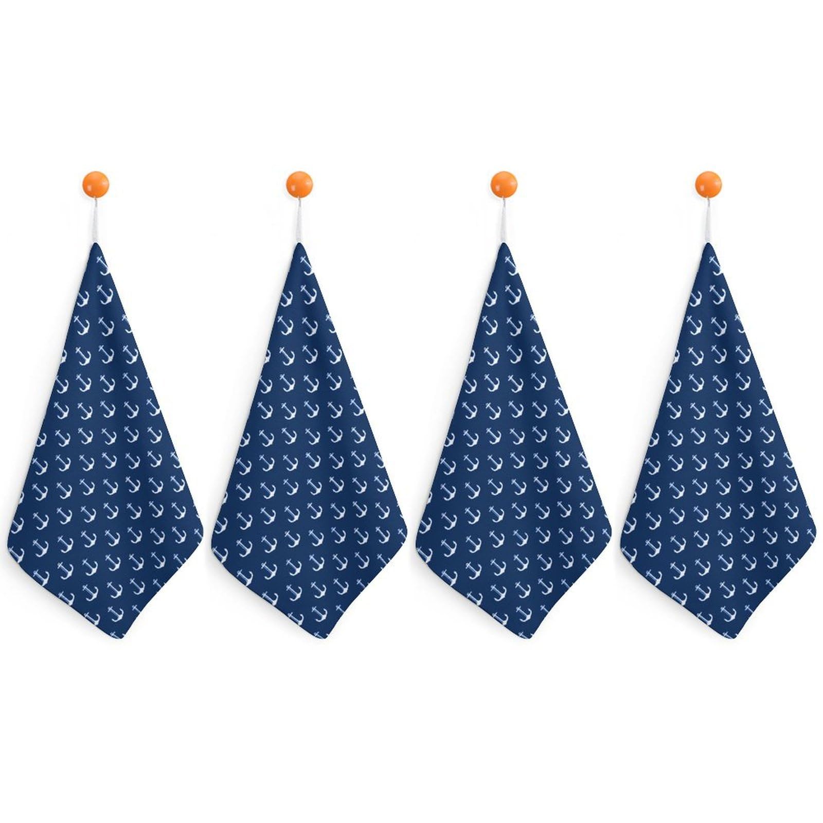 LWORZIIB 4 Piece Hanging Hand Towels, Nautical Anchor Dot Small Dry Hand Towel for Kitchen Bathroom