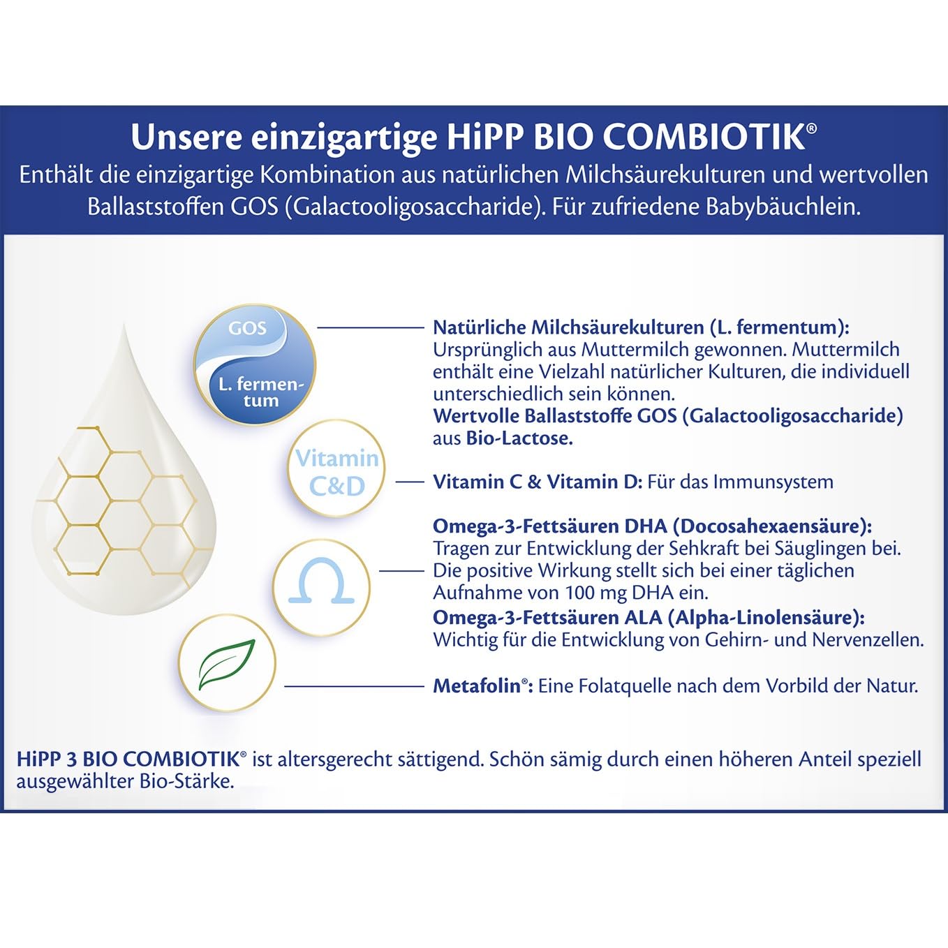 HiPP 3 Bio Combiotik Folgemilch ab 10. Monat (4 x 600g) mit natürlichen Milchsäurekulturen, Vitaminen C und D, GOS, Omega-3