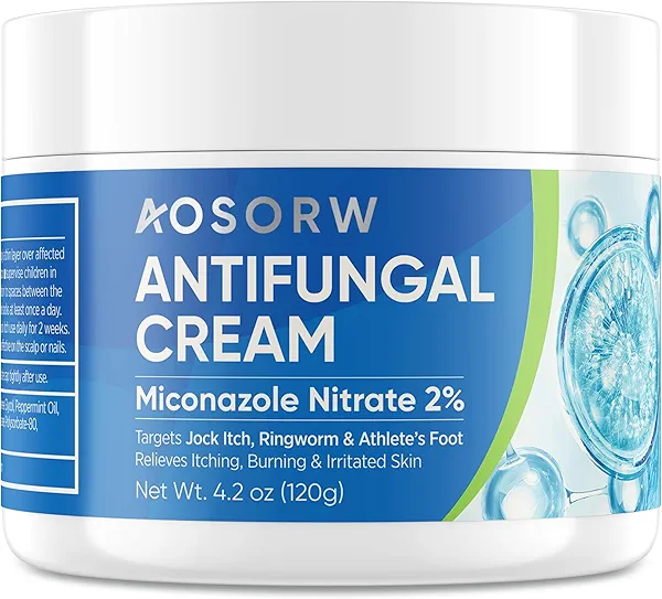 AOSORW Antifungal Cream for Jock Itch - Miconazole Anti Fungal Cream for Itchy Skin Relief Extra Strength - Ringworm Treatment for Humans - Athlete's Foot Treatment - 4.2 oz (120g) (Pack of 1)
