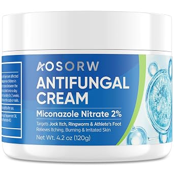 AOSORW Antifungal Cream for Jock Itch - Miconazole Anti Fungal Cream for Itchy Skin Relief Extra Strength - Ringworm Treatment for Humans - Athletes Foot Treatment - 4.2 oz 120g