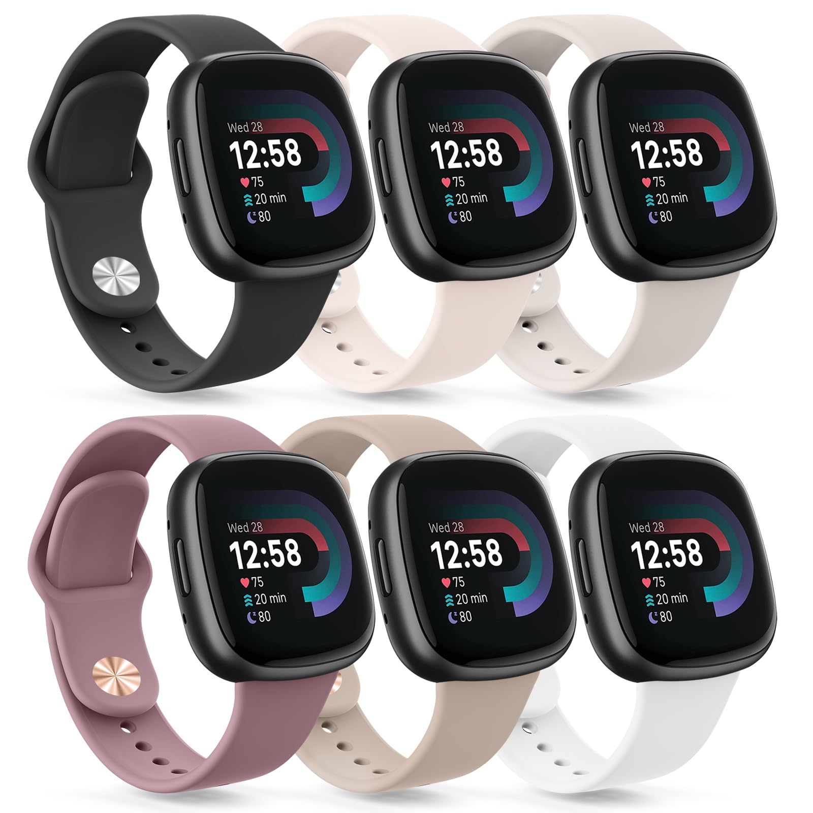 Sport Band for Fitbit Versa 4 / Versa 3 / Sense, Soft Silicone Waterproof Replacement Strap Compatible with Fitbit Sense 2 / Versa 4 Smart Watch