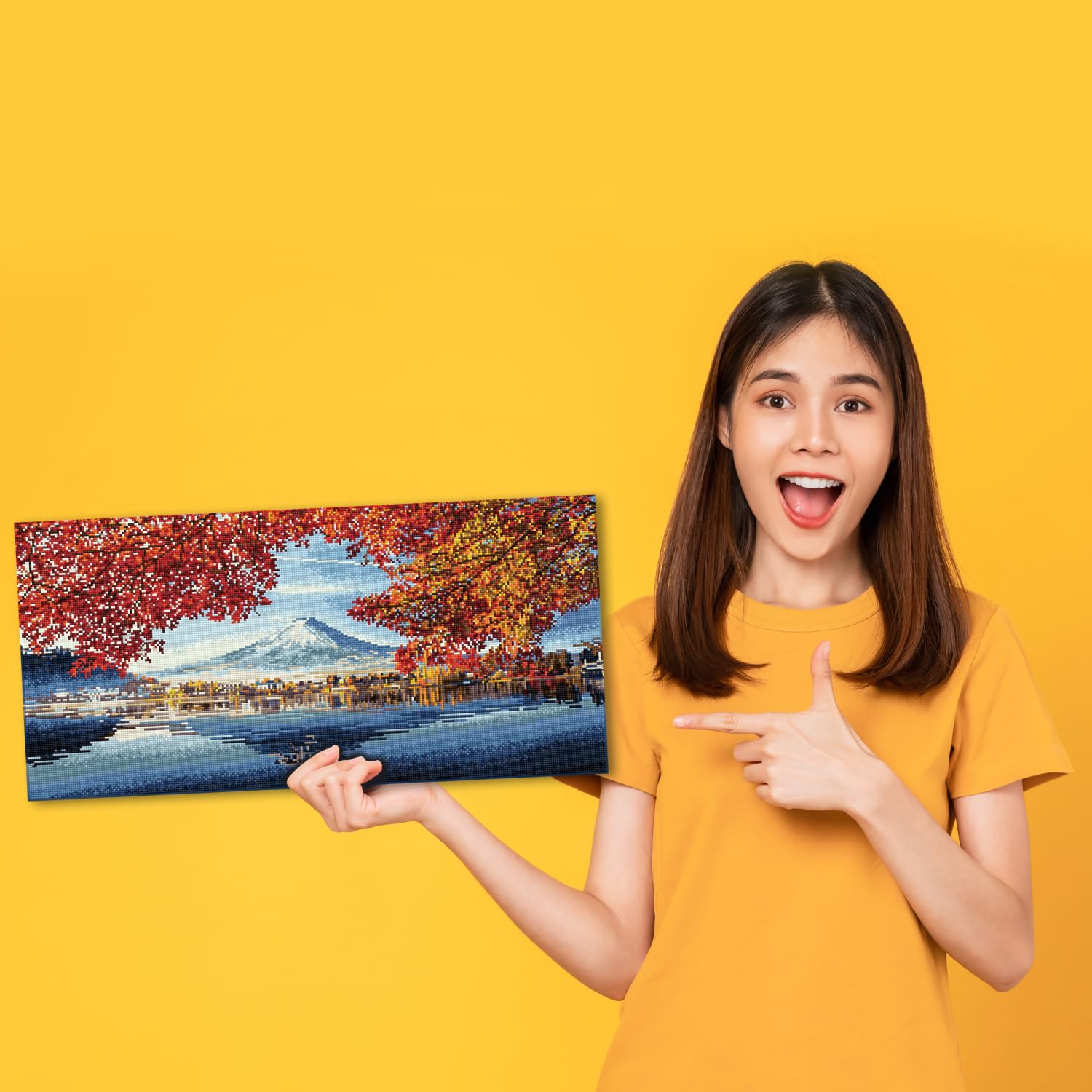 DIAMOND DOTZ 2592662 Original 5D Diamond Painting Squares Set, Mount Fuji im Herbst, DIY Diamant-Malerei-Kit mit quadratischen Glitzersteinen für Erwachsene und Kinder ab 12 Jahren, Advanced