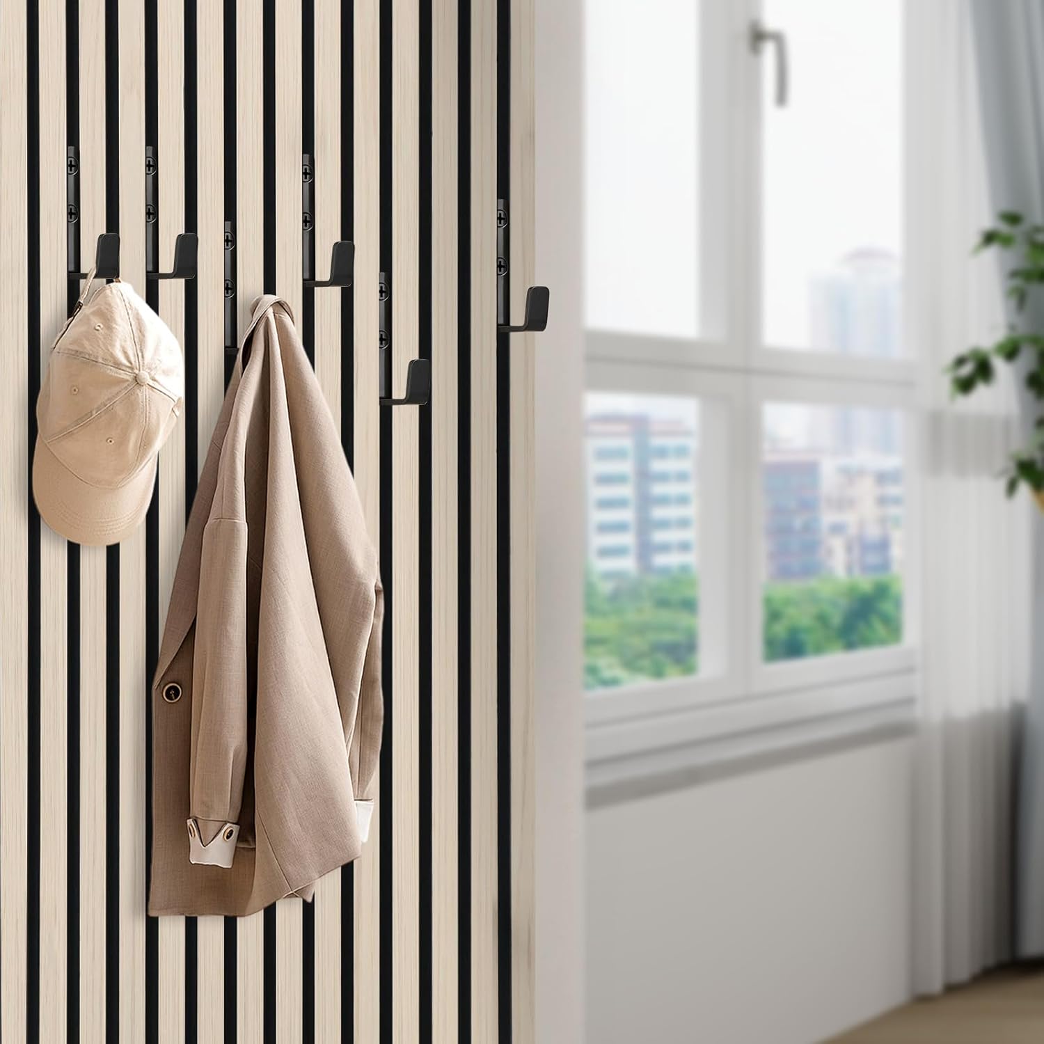 Crystalberry 8 Pack Acoustic Panel Wall Hooks, Decorative Wall Hooks with Screws & Anchors, 0.5 in Acoustic Panel Accessory Hooks for Sound-Absorbing Wood Grille Wall Panels