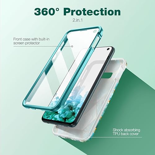 Miniatura 3 de SURITCH Funda para Galaxy S10e, Protector de pantalla incorporado Protección de cuerpo completo de mármol a prueba de golpes resistente a prueba de