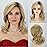 RENERSHOW Medium Blonde Curly Wigs for White Women Ombre Blonde Wavy Synthetic Wig with Dark Roots Side Part Wavy Hair Repalcement Wig