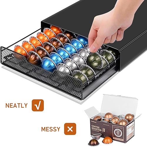 Miniatura 4 de Soporte para cápsulas de café de acero inoxidable, organizador de cápsulas Nespresso compatible con cápsulas Vertuoline, cápsulas K-Cup y Dolce
