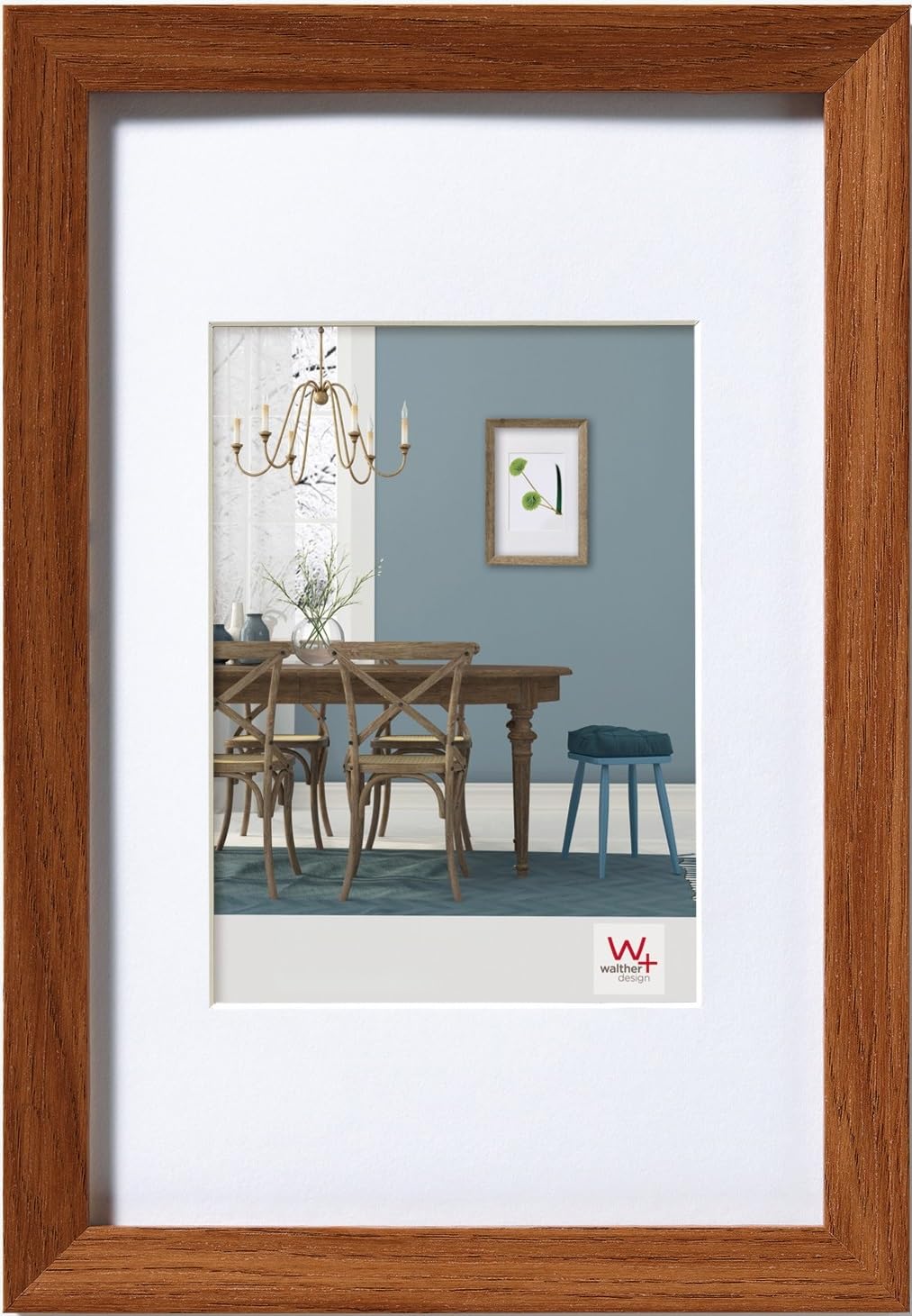 walther design Bilderrahmen eiche dunkel 50 x 70 cm mit Passepartout, Fiorito Holzrahmen EF070P