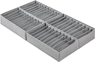 Qozary 4 Pack Drawer Organizers, 10 Grids Foldable Dresser Organizers for Clothing, Folded Clothes, T-shirt, Tank Tops, Camisoles, Underwear, Leggings, Baby Clothes