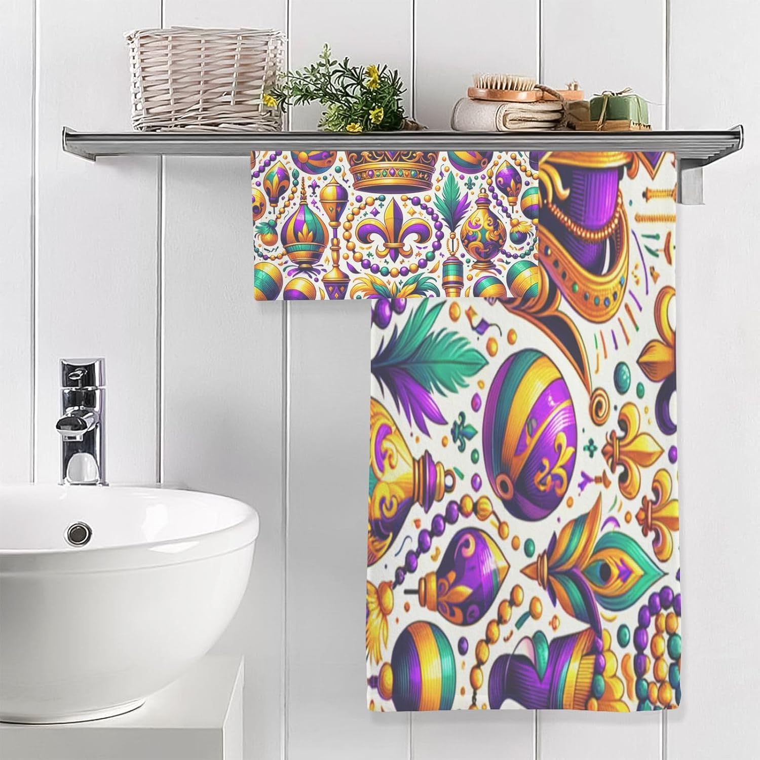 Hand Towels Premium Soft and Highly Absorbent Mardi Gras Crown 2 Pcs Towels for Bathroom Set 100% Cotton Decorative Face Towels