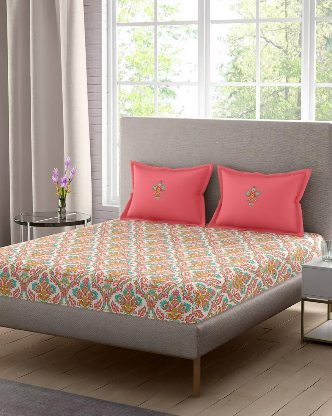 Portico New York Shimmer Printed Super King Size Double Bedsheet with 2 Pillow Covers (274X274CM) (B0D9NWDY5H) Amazon Price History, Amazon Price Tracker