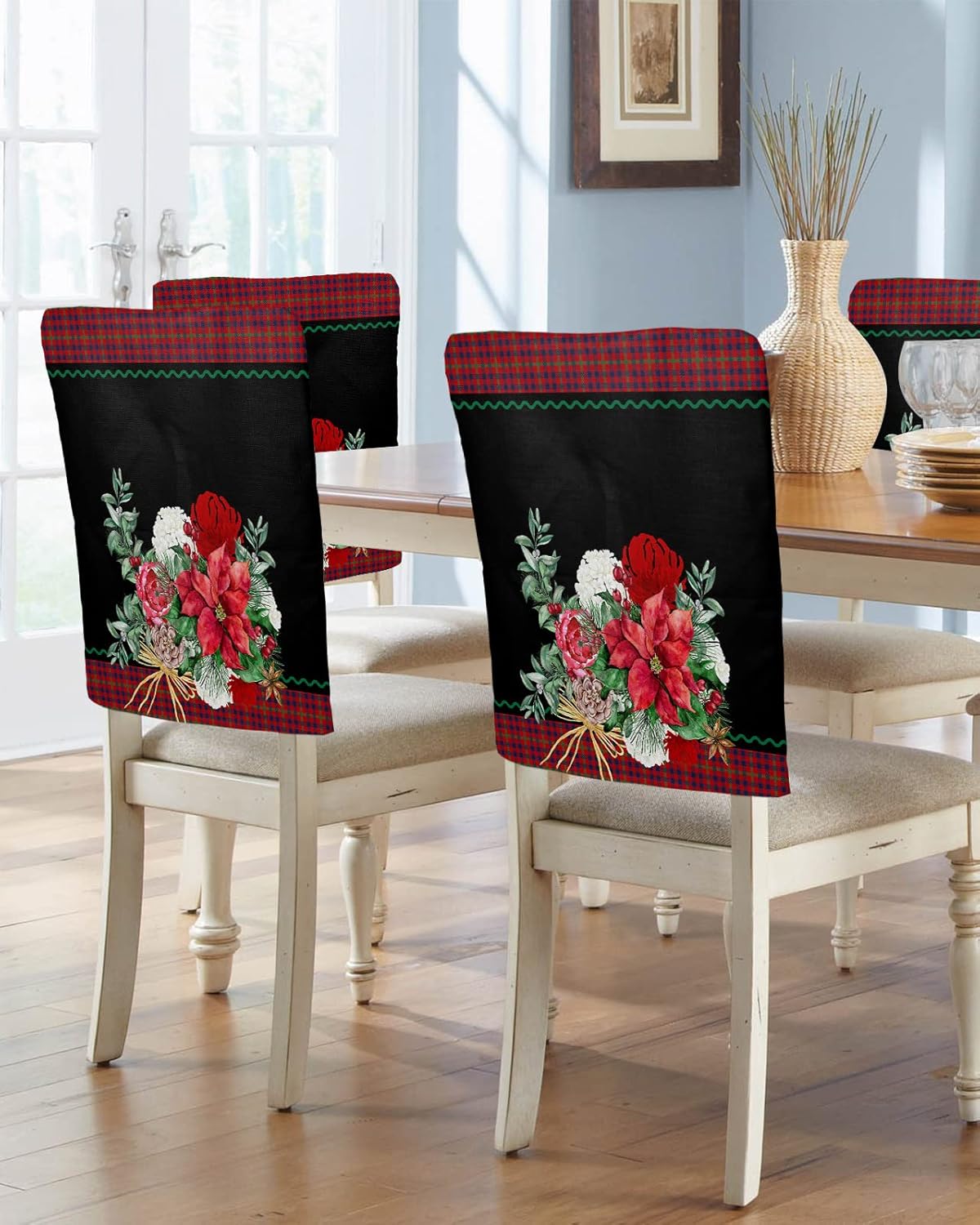 Christmas Chair Covers for Dining Room Set of 4, Dining