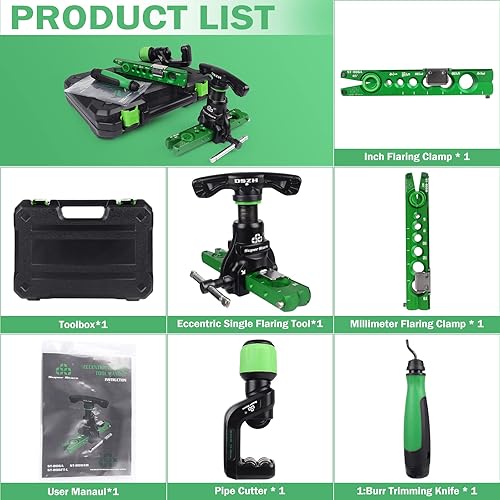 Miniatura 2 de Kit de herramientas de abocinación de 14"-34", herramienta de llamarada simple HVAC, kit de herramientas de abocinación manual de tubería excéntrica