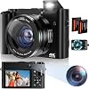 digital camera 4k autofocus camera digital camera with selfie 64mp 16x zoom anti-shake camera photo camera built-in flash for teenagers beginners 2 batteries & charger (no sd card)