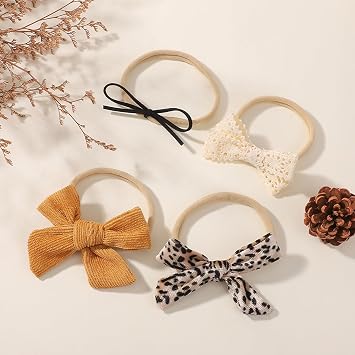 doboi 20PCS Baby Girls Hair Bows Headbands Soft Nylon Hairbands | Elastic Hair Accessories for Newborns Infants Toddlers and Kids