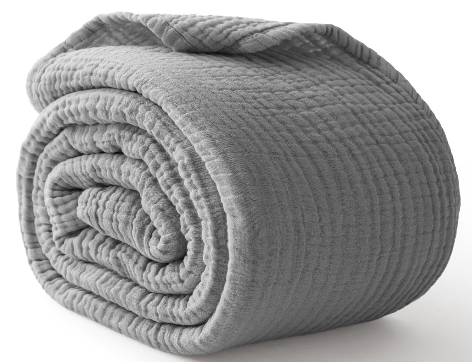 Kozyhvn 100% Cotton Muslin Blanket California King 6 Layers Breathable and Lightweight Oversized Blankets [Color: Medium Grey]