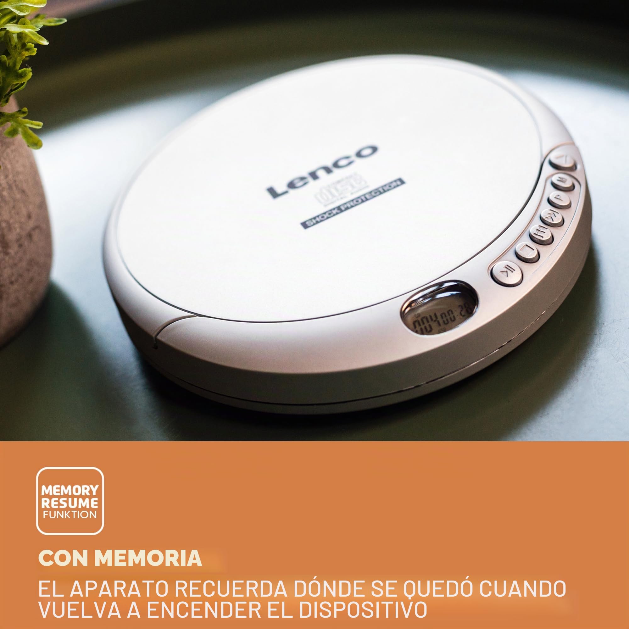 Lenco CD de 201SI Lenco CD de 201SI Reproductor de CD/MP3 Player it Anti Schock y función de Carga Color Blanco