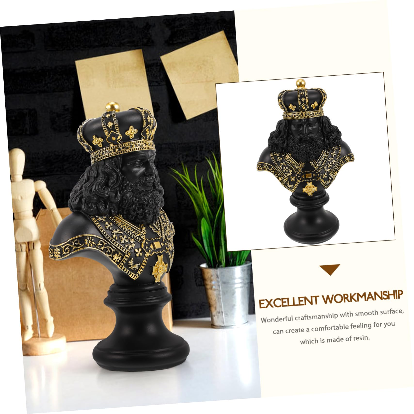 Statuette Roi D’échecs en Résine Synthétique, Élégante pour Bureau