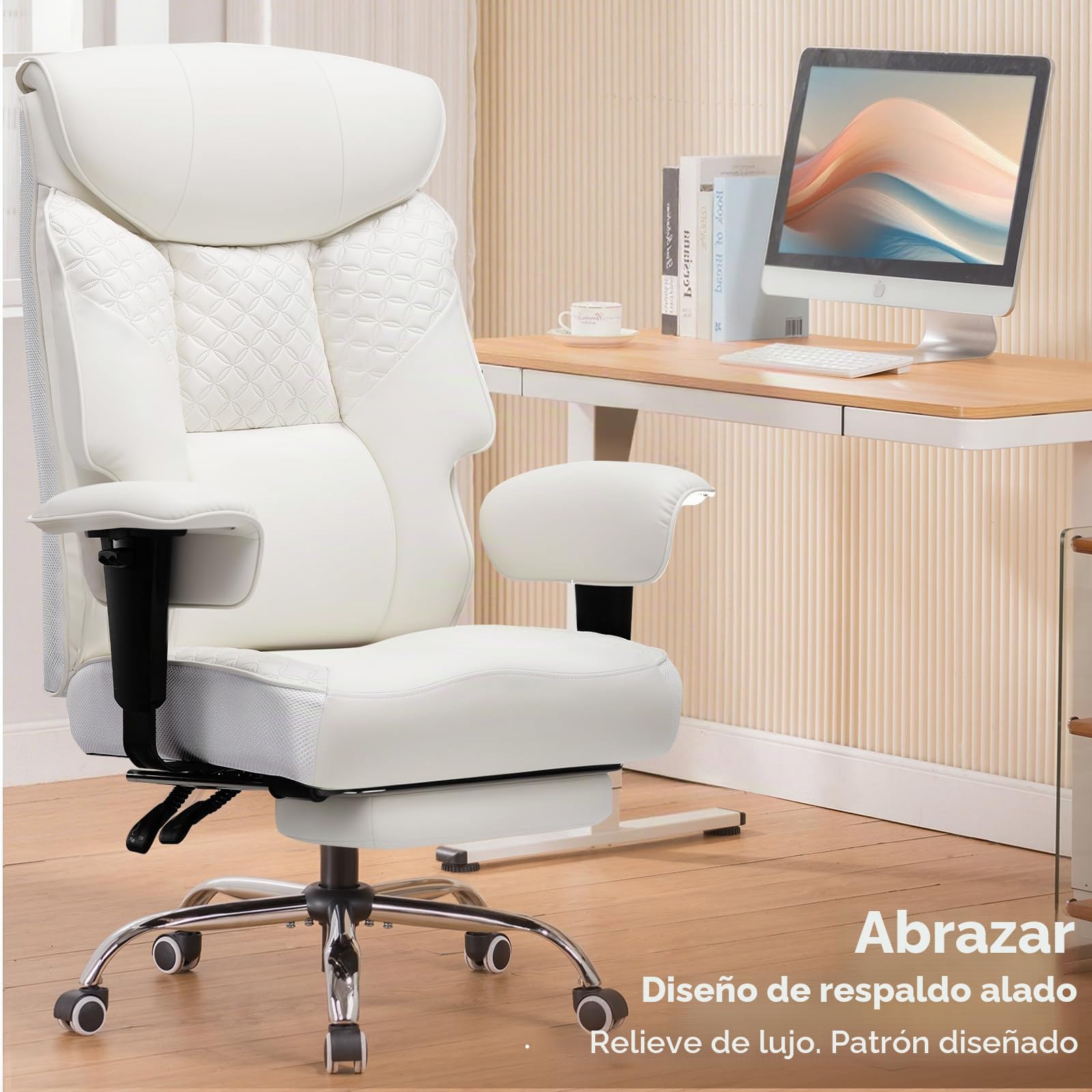COMHOMA Silla de gaming para personas grandes y pesadas, silla ergonómica de oficina de hasta 180 kg, cojín de asiento 3D, ajustable con reposapiés, piel sintética, alta comodidad para oficina y