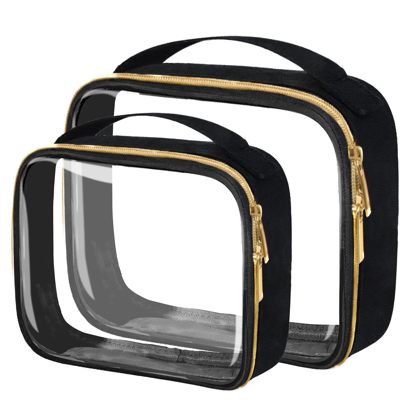 FAYORORY TSA Approved Travel Toiletry Bag,2 Pack Clear Makeup Bags with Handles,Quart Size Clear Cosmetic Bags for Traveling Women,Men,Carry on